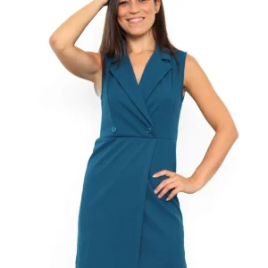 Abito smanicato effetto doppiopetto