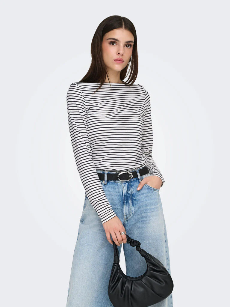 Maglia donna a righe manica lunga