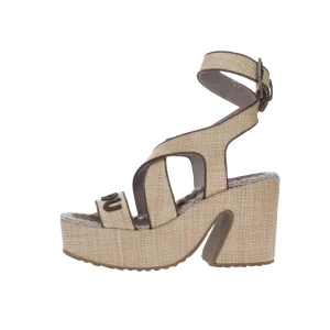 Mou Sandalo Raffia Platform Lace Up