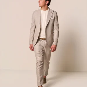 Abito Uomo Beige Gessato Slim Fit