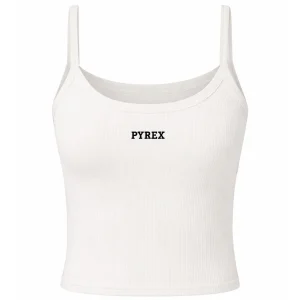 Top Donna a Costine con Logo Frontale