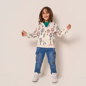Felpa Bambino Zip con Stampa Racchette