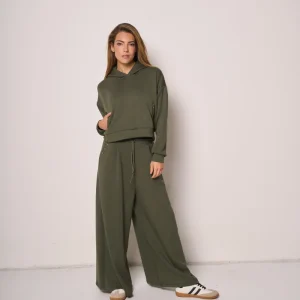 Felpa donna con cappuccio e linea cropped