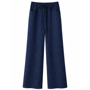 Pantalone Donna Palazzo in Denim con Coulisse – Blu