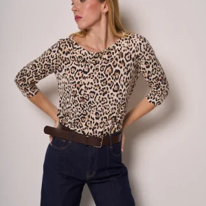 Maglia donna animalier a manica 3/4