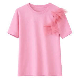 T-shirt con Dettaglio Tulle – Rosa