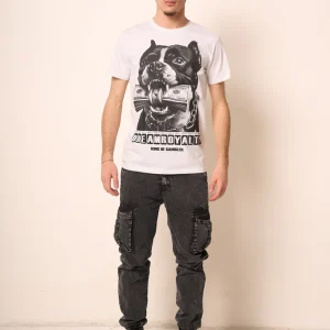 T-shirt Uomo Bianca con Stampa Grafica Bulldog