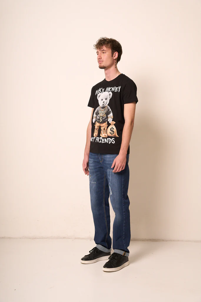 T-Shirt Uomo Nera con Stampa Grafica - immagine 3