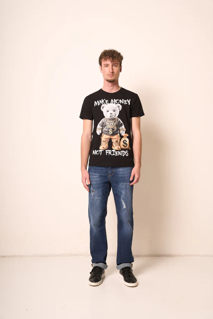 T-Shirt Uomo Nera con Stampa Grafica