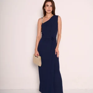 Abito blu notte monospalla