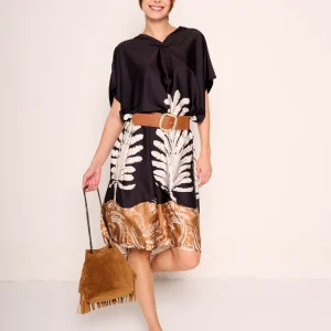 Abito midi con cintura in pelle