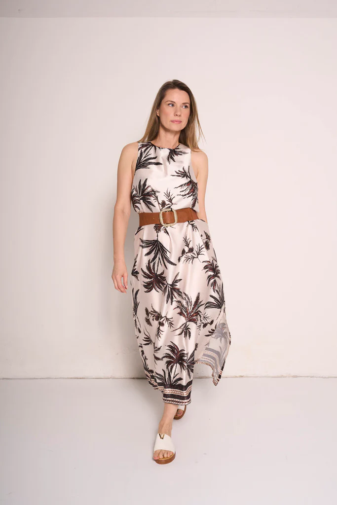 Abito midi con stampa tropicale e dettagli - immagine 4