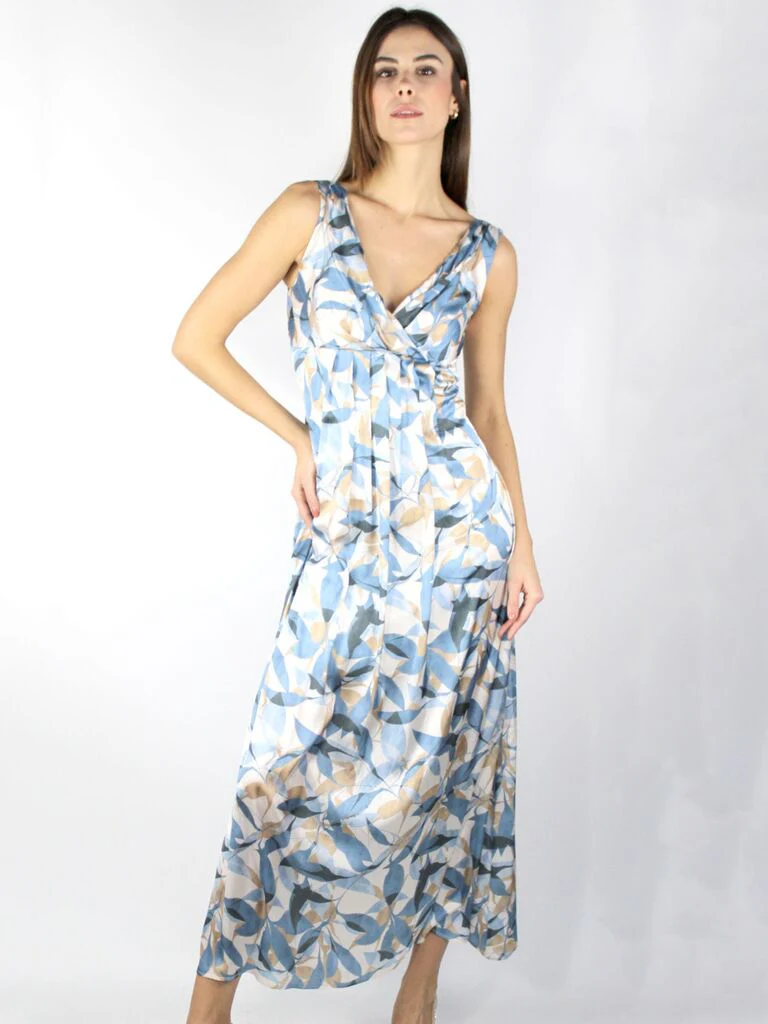 Abito fantasia con pieghe - immagine 3