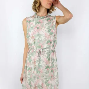 Abito corto smanicato con fantasia