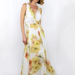 Abito con scollo a V e fascia