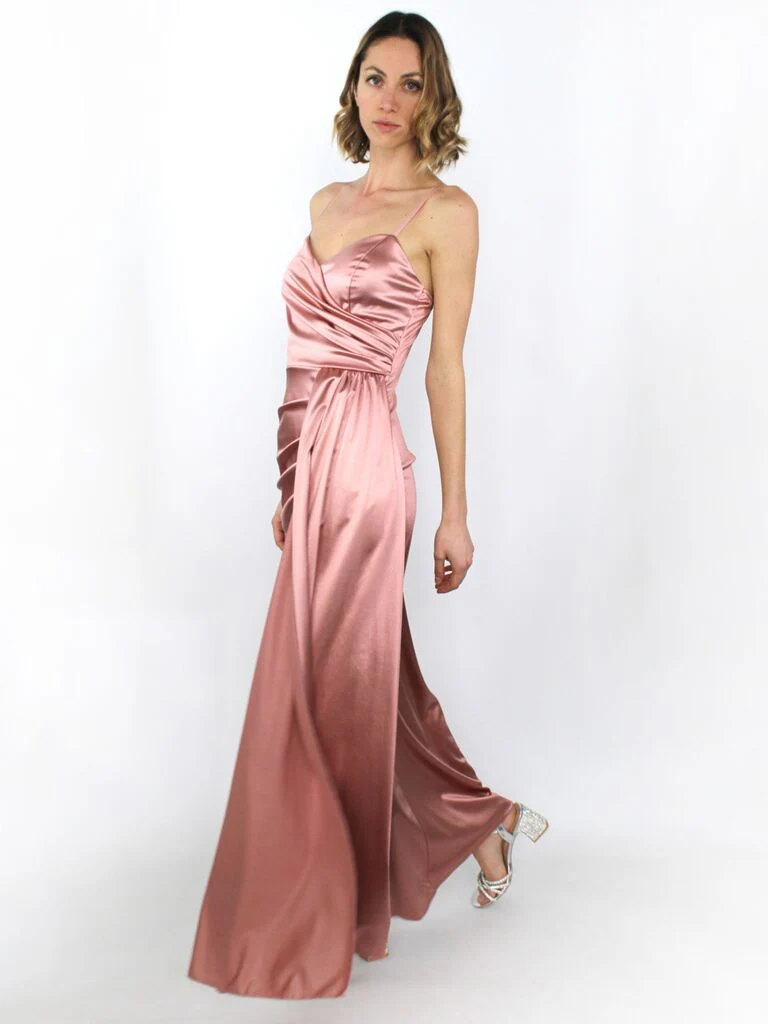 Abito con stola in raso - immagine 3