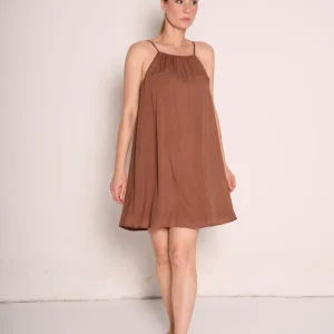 Abito estivo cioccolato con spalline sottili