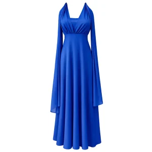 Abito Lungo Donna Elegante con Scollo Profondo