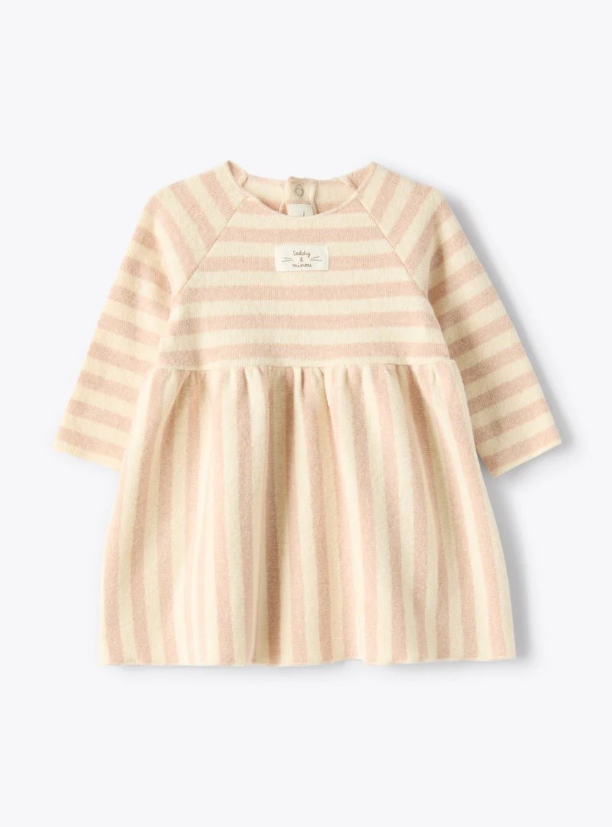 ABITO A RIGHE ROSA-BEIGE TEDDY&MINOU