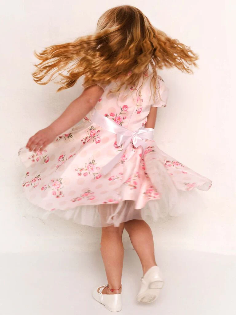 Abito in fantasia con fiori e tulle - immagine 4