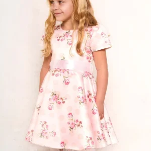 Abito in fantasia con fiori e tulle