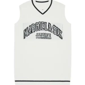 ABITO BIANCO CON SCOLLO A V CON LOGO NERO MAISON MARGIELA