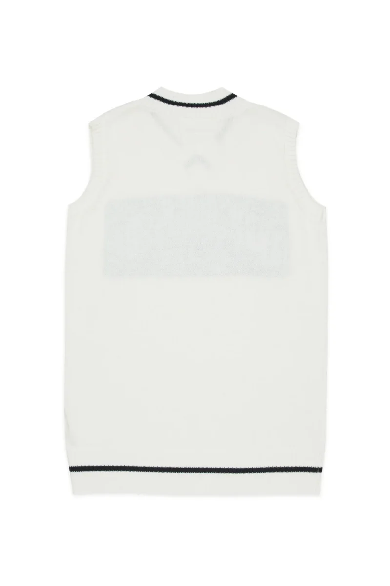 ABITO BIANCO CON SCOLLO A V CON LOGO NERO MAISON MARGIELA - immagine 3