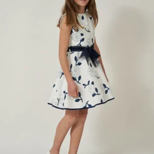 Vestito a ruota con fiori e fiocco