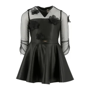 ABITO IN ECOPELLE CON FIORI RICAMATI NERO ELISABETTA FRANCHI