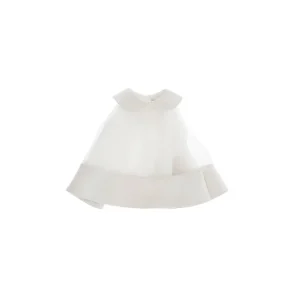 ABITO IN ORGANZA CON DETTAGLI IN RASO PANNA ELISABETTA FRANCHI