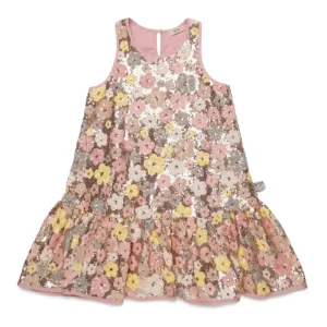 ABITO MULTICOLOR CON FIORI IN PAILLETTES