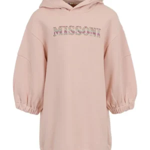 ABITO ROSA CON CAPPUCCIO LOGO IN STRASS MISSONI