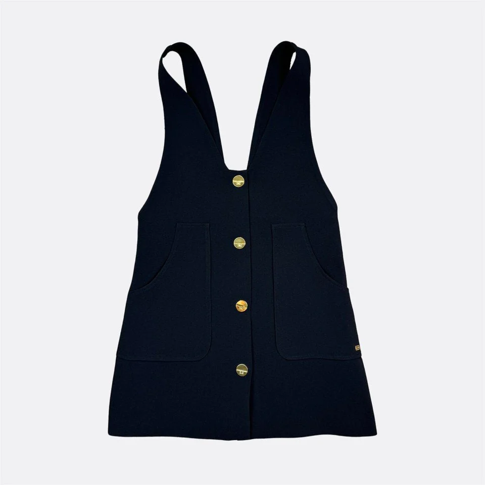 ABITO SMANICATO NERO CON BOTTONI IN ORO ELISABETTA FRANCHI