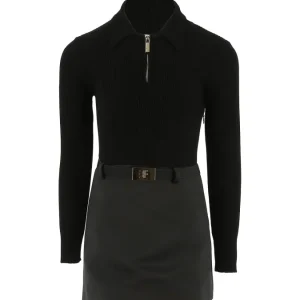 ABITO TRICOT CON GONNA NERO CON LOGO PANNA ELISABETTA FRANCHI