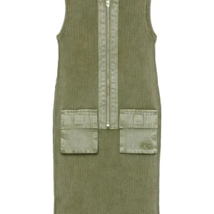 ABITO VERDE A COSTINE CON TASCHE E ZIP DIESEL