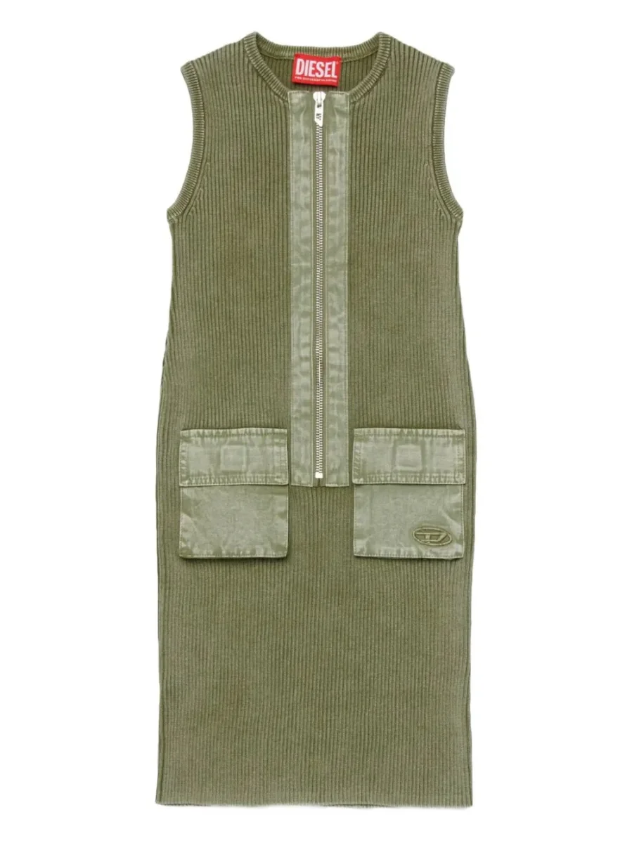 ABITO VERDE A COSTINE CON TASCHE E ZIP DIESEL