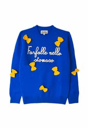 MAGLIONE BLU CON RICAMO "FARFALLE NELLO STOMACO" MC2 SAINT BARTH