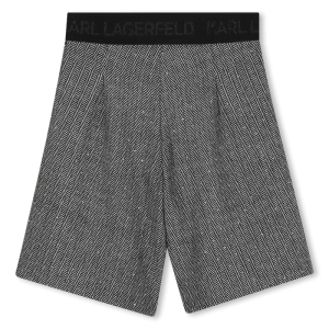 BERMUDA CON STRASS ELASTICO IN VITA NERO LOGATO KARL LAGERFELD