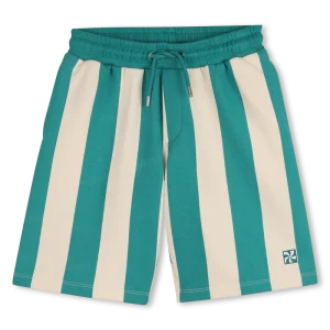 BERMUDA IN FELPA A RIGHE PANNA/VERDE OLIVA KIDS AROUND