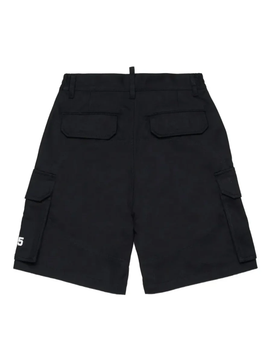 BERMUDA NERO CON TASCHE E LOGO BIANCO DSQUARED2 - immagine 3
