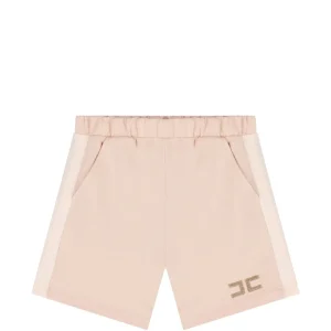 BERMUDA ROSA IN FELPA CON BANDE LOGATE IN PAILLETTES ELISABETTA FRANCHI