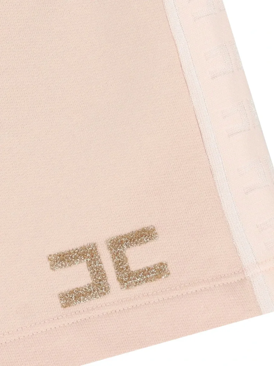 BERMUDA ROSA IN FELPA CON BANDE LOGATE IN PAILLETTES ELISABETTA FRANCHI - immagine 4