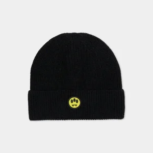 BERRETTO NERO CON LOGO SMILE GOMMATO BARROW