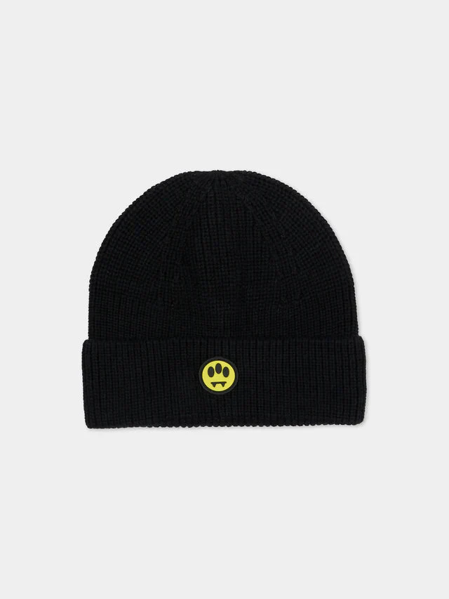 BERRETTO NERO CON LOGO SMILE GOMMATO BARROW