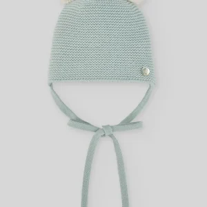BERRETTO PER NEONATO CON DUE POMPON VERDE TIZA PAZ RODRIGUEZ