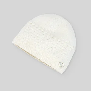 BERRETTO PER NEONATO CREMA CON RICAMO PAZ RODRIGUEZ