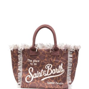 BORSA ANIMALIER CON LOGO BIANCO MC2 SAINT BARTH