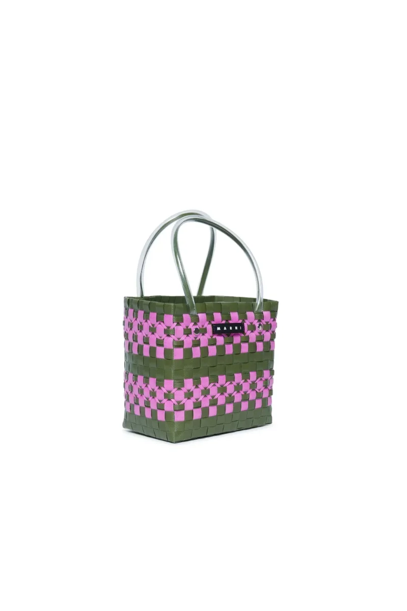 BORSA CHECK BASKET VERDE/VIOLA MARNI - immagine 4
