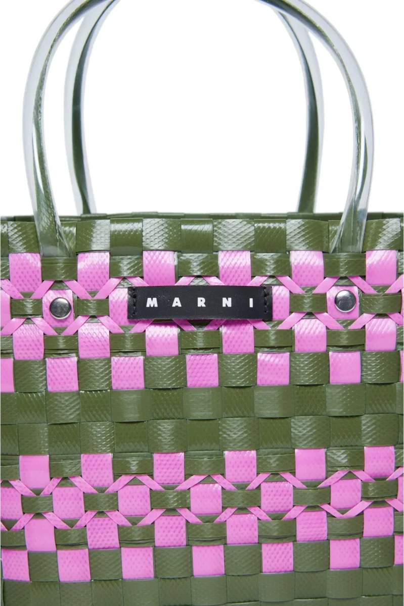 BORSA CHECK BASKET VERDE/VIOLA MARNI - immagine 5
