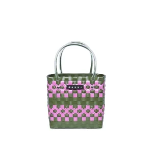 BORSA CHECK BASKET VERDE/VIOLA MARNI